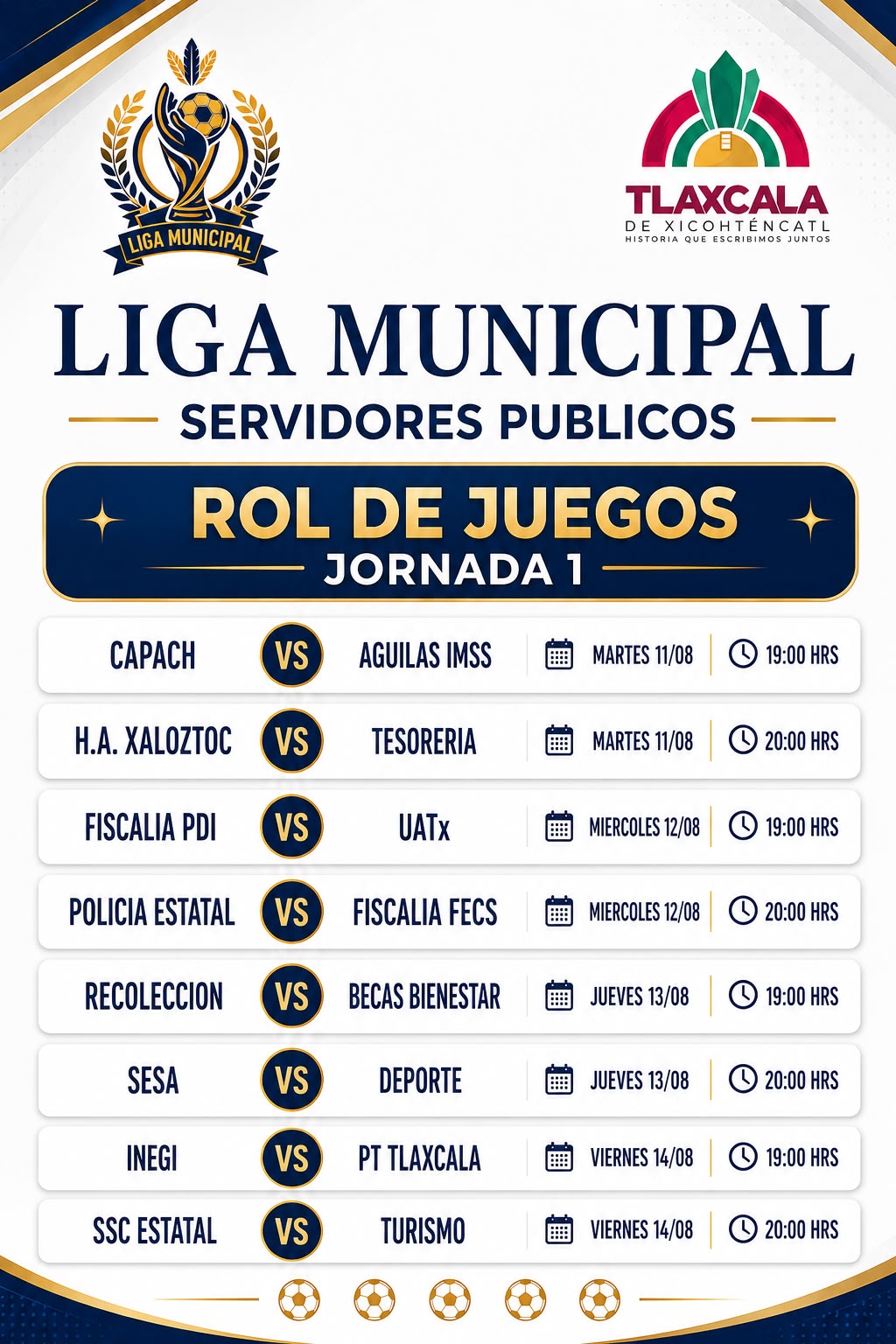 16 equipos se suman a la Liga Municipal de Futbol de Servidores Públicos que impulsa el Ayuntamiento de Tlaxcala